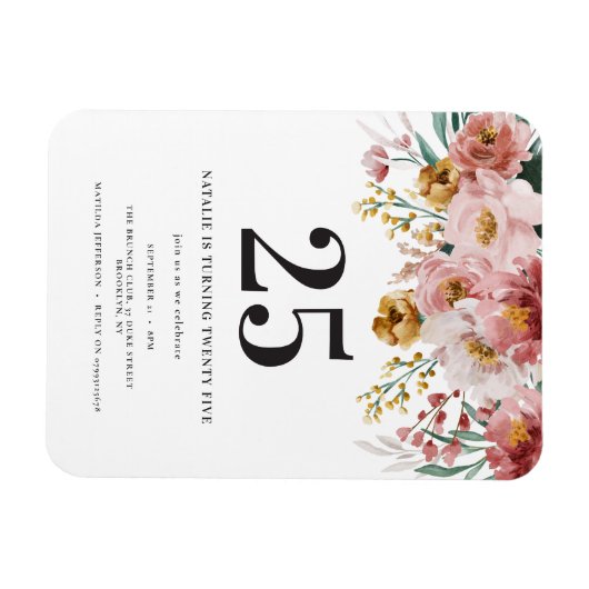 Mädchenwasserfarbe floreneditierbares Alter Geburt Magnet (Horizontal)