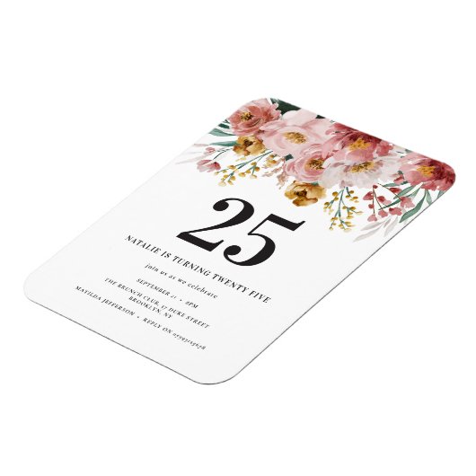 Mädchenwasserfarbe floreneditierbares Alter Geburt Magnet (Linke Seite)