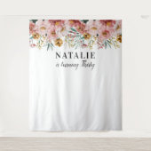 Mädchenwasserfarbe floreneditierbares Alter Geburt Wandteppich (Vorderseite)