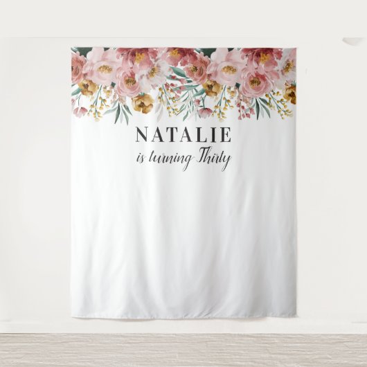 Mädchenwasserfarbe floreneditierbares Alter Geburt Wandteppich (Vorderseite)