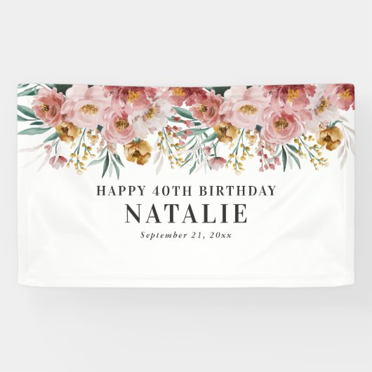 Mädchenwasserfarbe florierbare Altersgeburt Banner (Horizontal)