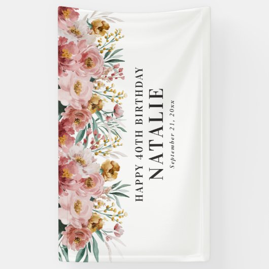 Mädchenwasserfarbe florierbare Altersgeburt Banner (Vertikal)