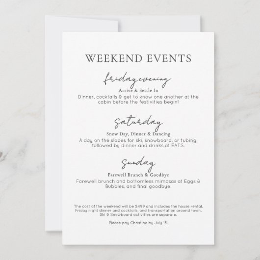 Mädchenwochenende im Wald-Junggeselinnen-Abschied Einladung (Rückseite)