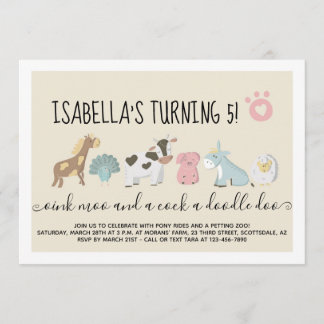 Mädchenzähler / Zuchtbarnyard Tiere Thema Einladung