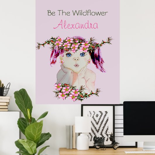 Mädchenzimmer Custom Floral Pink Lila Wildblume Poster (Heimbüro)