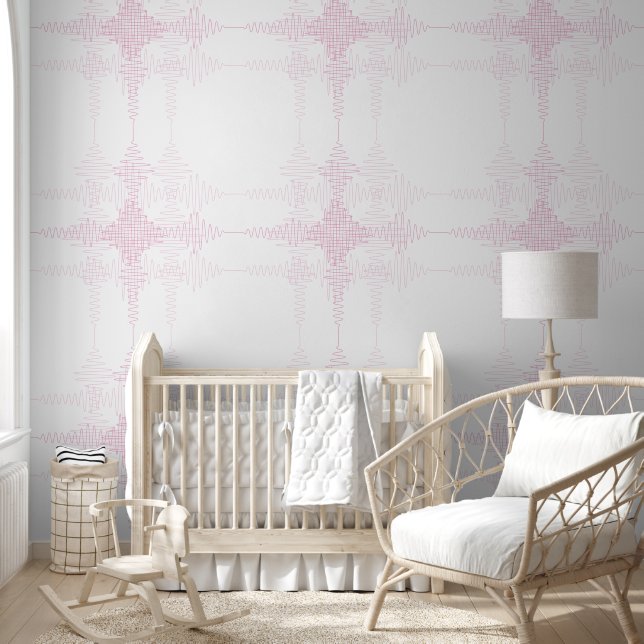 Mädchenzimmer Klangwelle Minimalstil Rosa Tapete (Kinder)