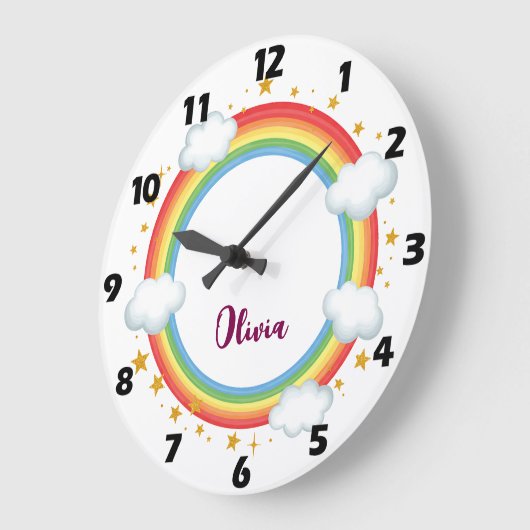 Mädchenzirkel-Regenbogen-Rahmen Große Wanduhr (Winkel)