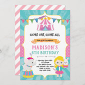 Mädchenzirkus Geburtstagsfeier Einladung (Vorne/Hinten)