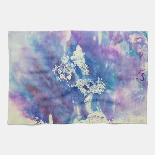 Maddie blau-lila impressionistisches Geschirrtuch (Horizontal)