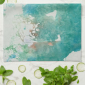 Maddie green and blue impression dish towel geschirrtuch (Gefaltet)