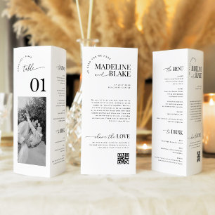 MADDIE Trifold-Tischnummern, Foto und QR-Code