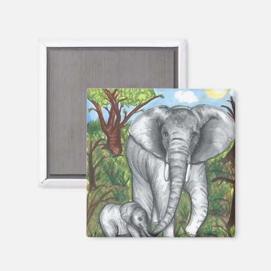 Maddies Elefanten - 2 Zoll Square Magnet (Vorderseite/Rückseite)