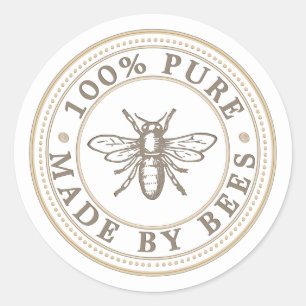 MADE BY BEES Heraldic Bee on White Label Runder Aufkleber