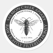 Made by bies Queen bee Raw Honey Label Runder Aufkleber (Vorderseite)