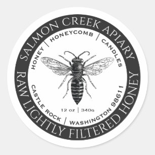 Made by bies Queen bee Raw Honey Label Runder Aufkleber