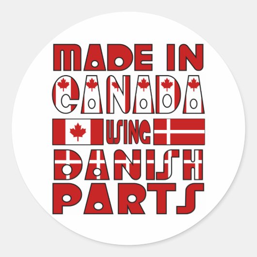 Made Canada Danish Parts Runder Aufkleber (Vorderseite)