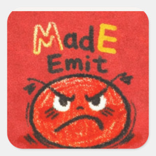 MadE Emit wütender Buntstift-Gesicht-Aufkleber Quadratischer Aufkleber