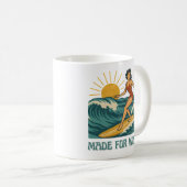 Made For Waves Retro Surfing Pin-Up | Surf Girl Kaffeetasse (VorderseiteRechts)