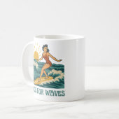 Made For Waves Retro Surfing Pin-Up | Surf Girl Kaffeetasse (Vorderseite Links)