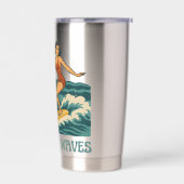 Made For Waves Surfer - Retro Surfing Pin-Up Art Thermobecher (Links)