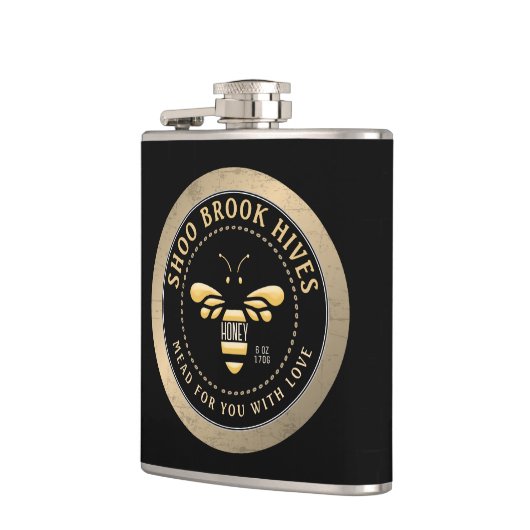 Made for you Apiary Name Copper and Black Honeybee Flachmann (Links)