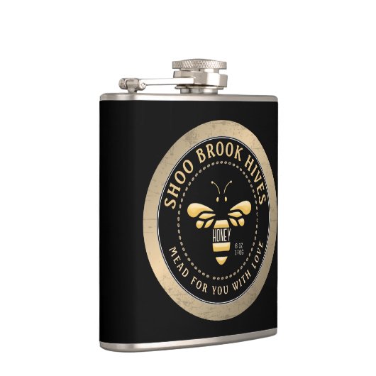 Made for you Apiary Name Copper and Black Honeybee Flachmann (Rechts)