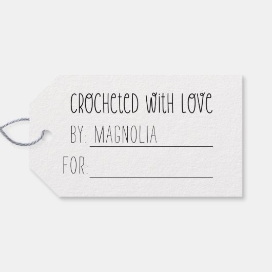 Made for you with Liebe and Yarn Crochet Geschenkanhänger (Rückseite Horizontal)