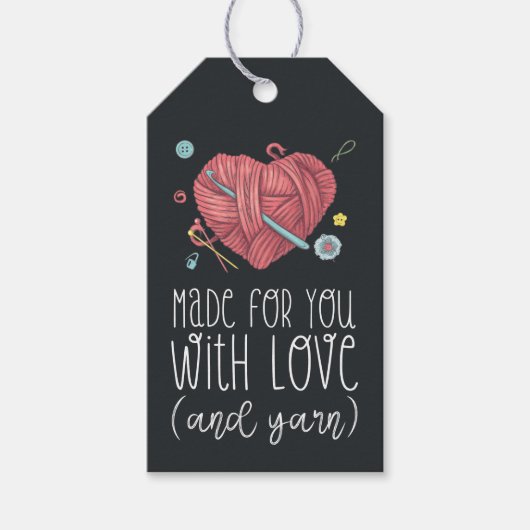 Made for you with Liebe and Yarn Crochet Geschenkanhänger (Vorderseite)