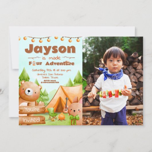 Made Four Adventure - Camping mit Picture Einladung (Vorderseite)