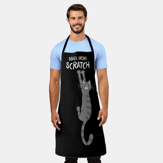 Made from Scratch Funny Tabby Cat Hanging on Schürze (Getragen)