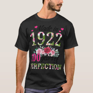 Made in 1922 Floral 100 Jahre alt 100. Geburtstag  T-Shirt