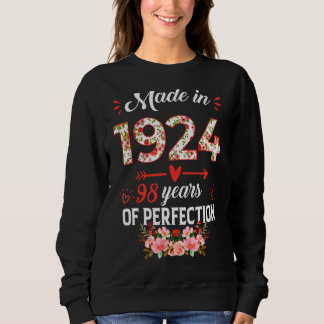 Made in 1924 Floral 98 Jahre alt 98. Geburtstag Wo Sweatshirt