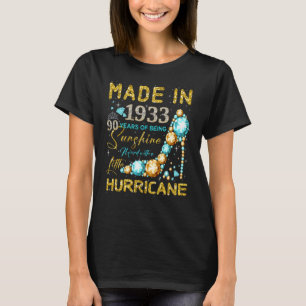Made in 1933 Floral 90 Jahre alt 90. Geburtstag Wo T-Shirt