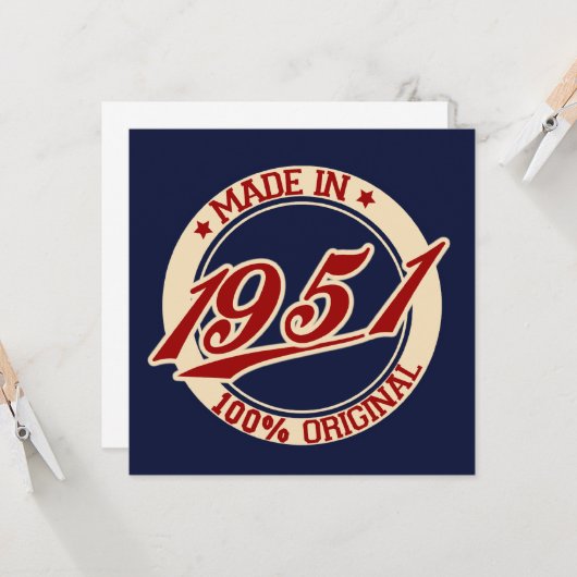 Made in 1951 karte (Vorderseite/Rückseite Beispiel)