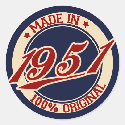 Made in 1951 runder aufkleber (Vorderseite)