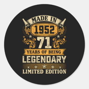 Made in 1952 71 71. runder aufkleber