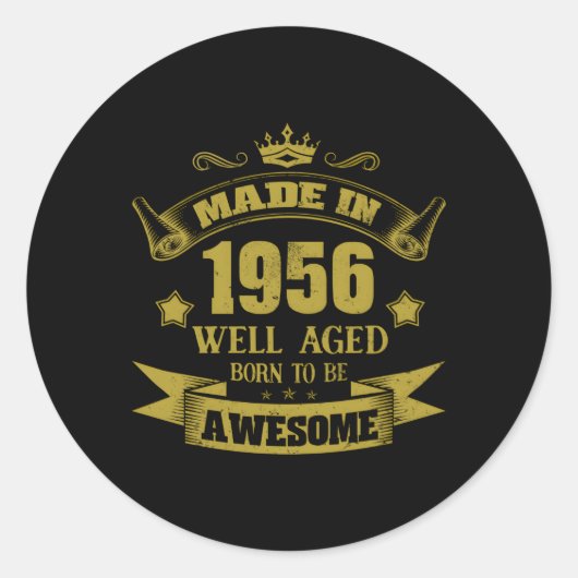 Made in 1956 Style Runder Aufkleber (Vorderseite)