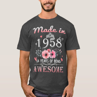 Made in 1958 Floral 64 Jahre alt 64. Geburtstagsge T-Shirt