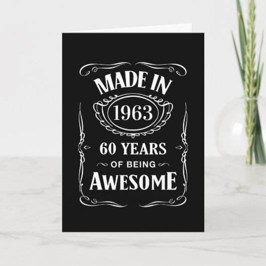 Made in 1963 60 years of being awesome 2023 bday karte (Vorderseite)