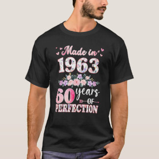 Made in 1963 Floral 60 Jahre alt 60. Geburtstag Wo T-Shirt