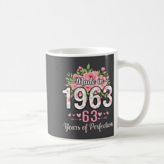Made In 1963 Floral 63rd Birthday Women 63 Years O Kaffeetasse (Rechts)