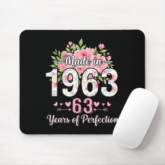 Made In 1963 Floral 63rd Birthday Women 63 Years O Mousepad (Mit Mouse)