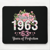 Made In 1963 Floral 63rd Birthday Women 63 Years O Mousepad (Vorne)