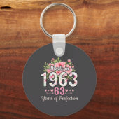 Made In 1963 Floral 63rd Birthday Women 63 Years O Schlüsselanhänger (Vorderseite)
