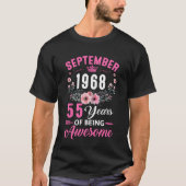 Made in 1968 55 Years Old September 55 th Birthday T-Shirt (Vorderseite)