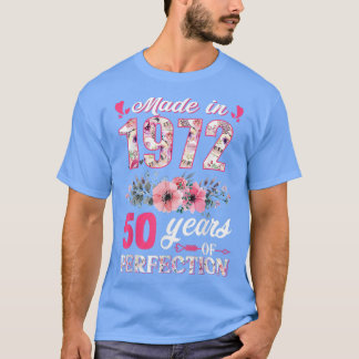 Made in 1972 Floral 50 Jahre alt 50. Geburtstag T-Shirt