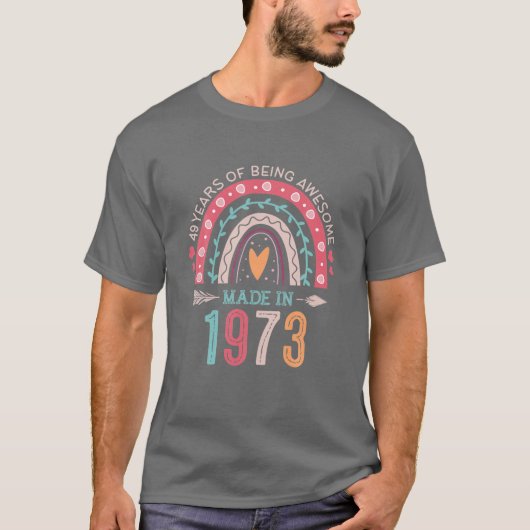 Made in 1973 49 Year Old Rainbow 49th Birthday Gif T-Shirt (Vorderseite)