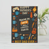 Made in 1974 Alle Original Teile Vater Geschenke V Einladung (Stehend Vorderseite)