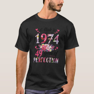 Made in 1974 Floral 49 Jahre alt 49. Geburtstag Wo T-Shirt