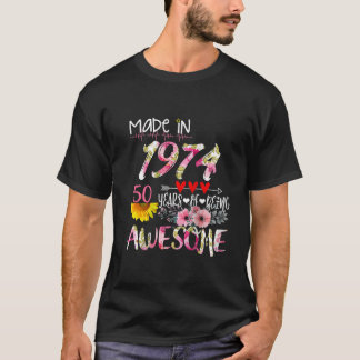 Made in 1974 floral 50. Geburtstag 50 Jahre Bein T-Shirt